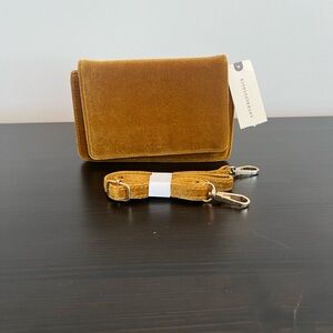 Anthropologie Mustard Velvet Crossbody Bag